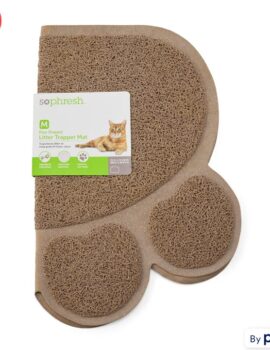 So Phresh Tan Paw-Shaped Cat Litter Trapper Mat, 23.5″ L X 14″ W