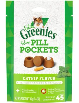 Greenies Pill Pockets Catnip Flavor Natural Soft Cat Treats, 1.6 oz., Pack of 45