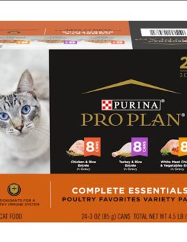 Purina Pro Plan High Protein COMPLETE ESSENTIALS Chicken & Turkey Favorites Gravy Wet Cat Food Variety Pack, 3 oz., 24 Pack