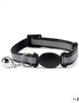 YOULY The Protector Black Reflective Striped Breakaway Cat Collar