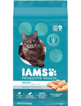 Iams ProActive Health Indoor Weight Control & Hairball Care Chicken & Turkey Adult Dry Cat Food, 22 lbs.