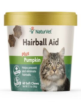 NaturVet Cat Hairball Aid Supplement, Pack of 60 Soft Chews