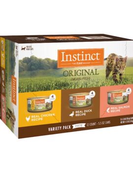 Instinct Original Grain Free Recipe Variety Pack Natural Wet Canned Cat Food, 5.5 oz., Count of 12