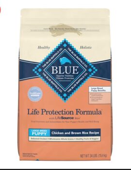 Blue Buffalo Life Protection Formula Natural Puppy Large Breed Chicken and Brown Rice Dry Dog Food, 34 lbs.