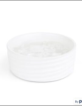 EveryYay Dining In Ivory Ceramic Wave Dog Bowl, 1.2 Cups