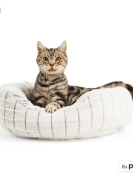 EveryYay Gray Snooze Fest Faux Fur Cat Bed, 20″ L X 18″ W X 7″ H