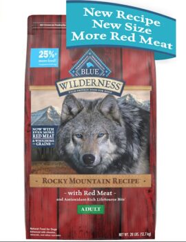 Blue Buffalo Blue Wilderness Red Meat with Grain Rocky Mountain Recipe High Protein Natural Adult Dry Dog Food, 28 lbs.