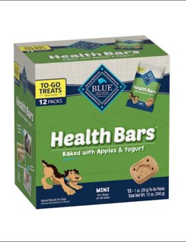 Blue Buffalo Health Bars Natural Crunchy TO-GO Mini Biscuits, Apple & Yogurt Dog Treats, 1 oz., Count of 12