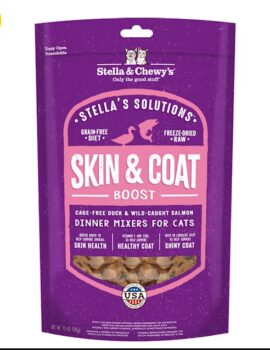 Stella & Chewy’s Skin & Coat Boost Cage-Free Duck & Wild-Caught Salmon Dinner Mixer Dry Cat Food, 7.5 oz.