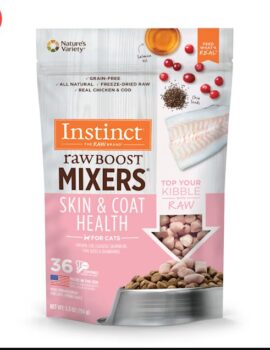 Instinct Freeze Dried Raw Boost Mixers Grain Free Skin & Coat Health Recipe All Natural Cat Food Topper, 5.5 oz.