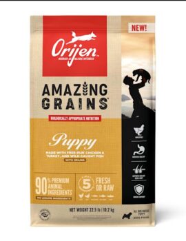 ORIJEN Amazing Grains High Protein Dry Puppy Food, 22.5 lbs.