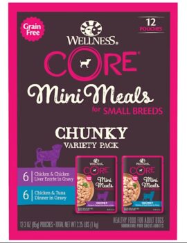 Wellness CORE Mini Meals Chunky Variety Pack Wet Dog Food, 3 oz., Count of 12