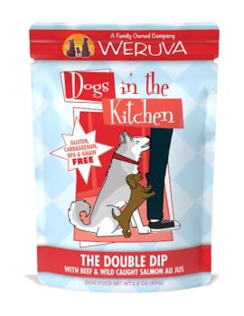 Weruva Dogs in the Kitchen The Double Dip with Beef & Wild Caught Salmon Au Jus Wet Dog Food Pouches, 2.8 oz., Case of 12