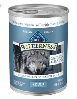 Blue Buffalo Blue Wilderness Natural Wholesome Grains Turkey & Chicken Grill Adult Wet Dog Food, 12.5 oz., Case of 12