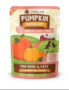 Weruva Pumpkin Patch Up! Pumpkin with Ginger & Turmeric Food Supplement for Dogs and Cats, 2.8 oz., Case of 12