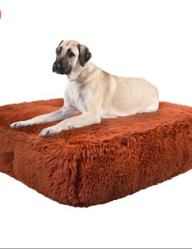 Bessie and Barnie Rsutic Brick Ultra Plush Faux Fur Luxury Shag Durable Sicilian Rectangle Pet Bed, 46″ L X 35″ W X 6″ H