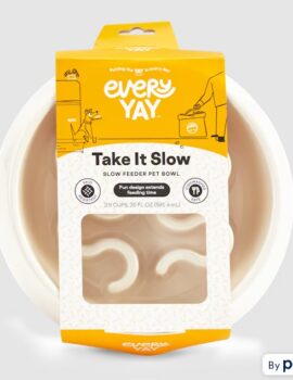 EveryYay Take it Slow White Slow Feeder Pet Bowl, 2.5 Cups