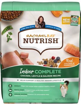 Rachael Ray Nutrish Indoor Complete Natural Chicken with Lentils & Salmon Recipe Dry Cat Food, 14 lbs.