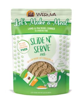 Weruva Pate Let’s Make a Meal Lamb & Mackerel Dinner in a Hydrating Puree Wet Cat Food, 2.8 oz., Case of 12