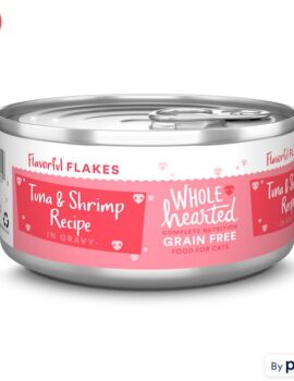 WholeHearted All Life Stages Canned Cat Food – Grain Free Tuna and Shrimp Recipe Flaked in Gravy, 5.5 OZ