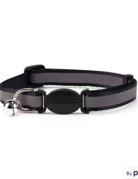 YOULY The Protector Black Reflective Striped Breakaway Large Cat Collar