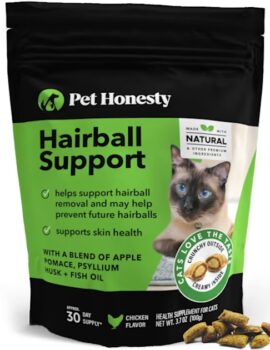 Pet Honesty Hairball Support Dual Texture Cat Chews, 3.7 oz.