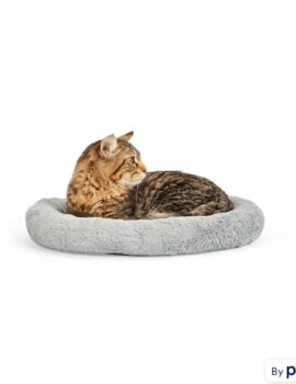 EveryYay Gray Snooze Fest Oval Cat Bed, 17″ L X 14″ W X 2″ H