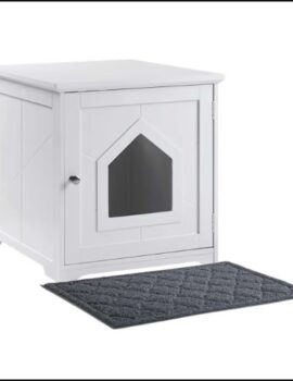 UniPaws White Indoor Cat House with Mat, 19″ L X 21″ W X 20″ H