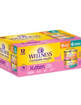 Wellness Complete Health Kitten Whitefish & Tuna and Chicken Variety Pack Wet Food, 3 oz., Count of 12