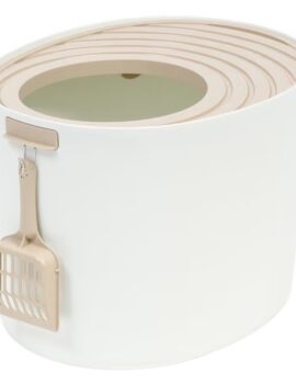 Iris White/Beige Top Entry Medium Cat Litter Box