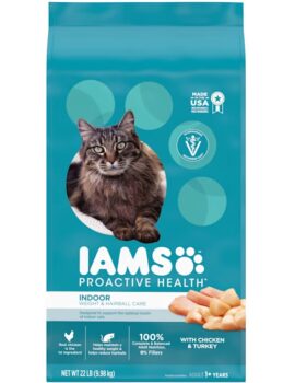 Iams ProActive Health Indoor Weight Control & Hairball Care Chicken & Turkey Adult Dry Cat Food, 22 lbs.