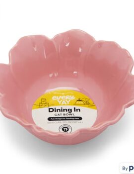 EveryYay Dining In Pink Floral-Shaped Cat Bowl, 0.875 Cups