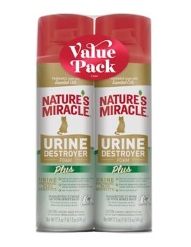 Nature’s Miracle Urine Destroyer Foam Plus for Cats, 17.5 fl. oz., Pack of 2