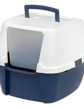 Iris Navy Hooded Cat Litter Box, X-Large