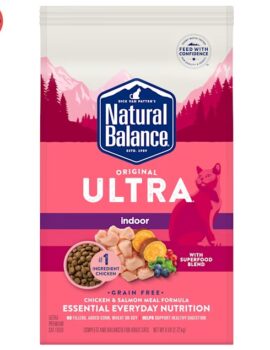 Natural Balance Original Ultra Grain Free Indoor Chicken and Salmon Meal Formula Dry Cat Food, 6 lbs.