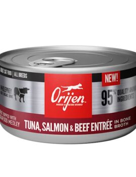 ORIJEN Tuna, Salmon + Beef Entree in Bone Broth Wet Cat Food, 3 oz.