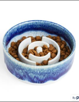 EveryYay Blue Ceramic Ombre Slowfeeder Dog Bowl, 1 Cup