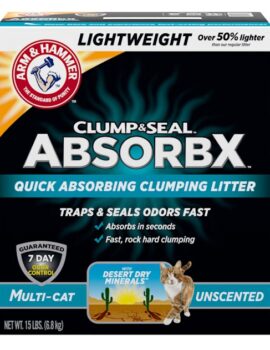 Arm & Hammer Clump & Seal AbsorbX Unscented MultiCat Clumping Litter, 15 lbs.