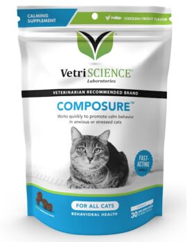 VetriScience Composure Behavioral Health Bite-Sized Trout & Chicken Flavor Cat Chews, Count of 30