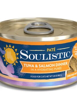 Soulistic Pate Tuna & Salmon Dinner in a Hydrating Puree Wet Cat Food, 2.8 oz., Case of 12