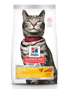 Hill’s Science Diet Adult Urinary & Hairball Control Chicken Recipe Dry Cat Food, 15.5 lbs.