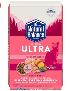 Natural Balance Original Ultra Grain Free Chicken and Salmon Meal Formula Dry Cat Food, 15 lbs.