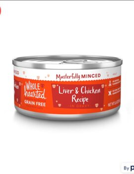 WholeHearted All Life Stages Grain-Free Chicken & Liver Recipe Minced in Gravy Wet Cat Food, 5.5 oz.